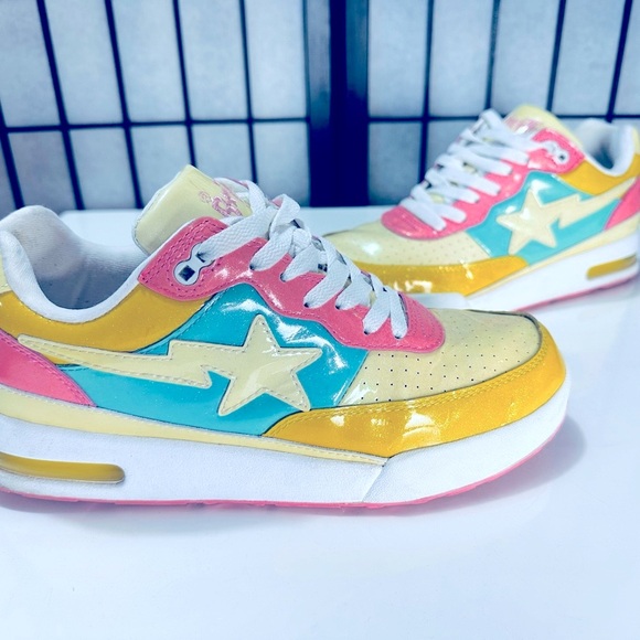 BAPE STA A Bathing Ape RARE Low Sax Glitter Leather Cotton Candy